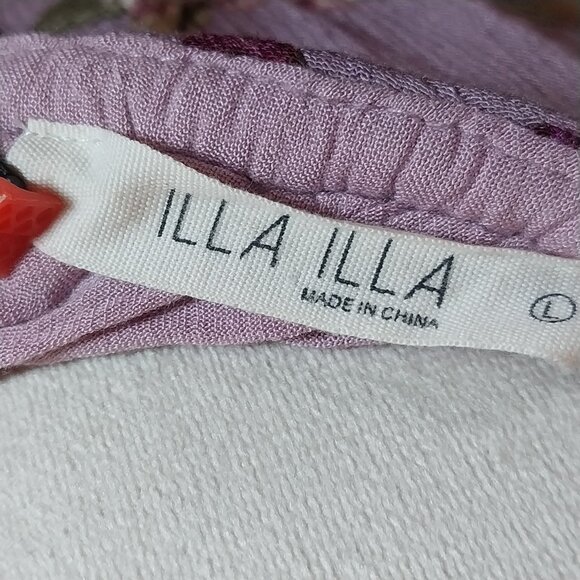 ILLA ILLA DEEP V HALTER NECK BACK OUT LAVENDER FLORAL PRINT SIZE L MAXI DRESS - Picture 10 of 11